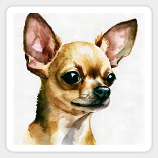 Tan Brown Chihuahua Watercolor Portrait Sticker